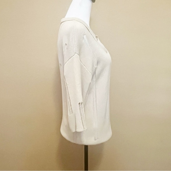 VRG GRL Distressed Oversized Relaxed Fit Knit Collared Polo Neutral Tan AU 6/ XS - Picture 4 of 11